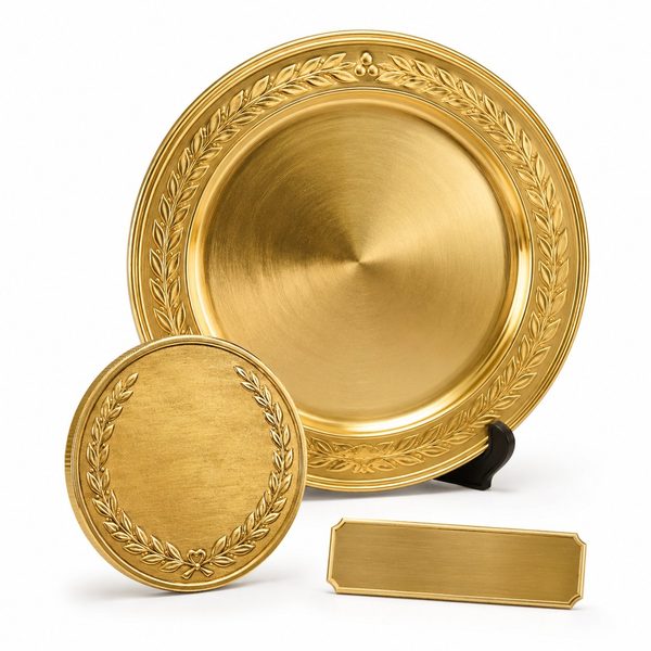 金の記念メダルとプレート